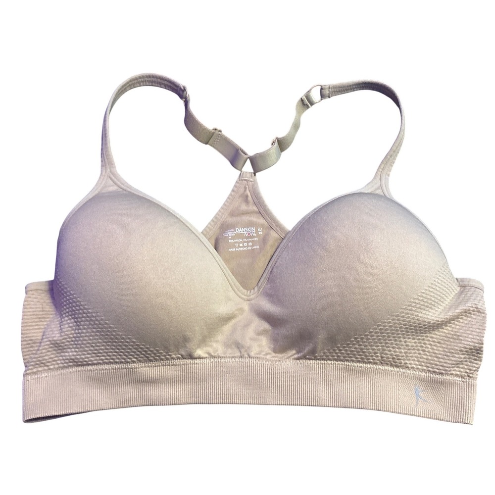 Danskin Now Sports Bra Taupe Beige Molded Cup Racerback Wirefree Athletic XL